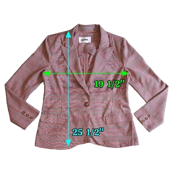 BB Dakota Just Checking In Red Plaid Blazer Lightweight Career Preppy - Picture 3 of 10